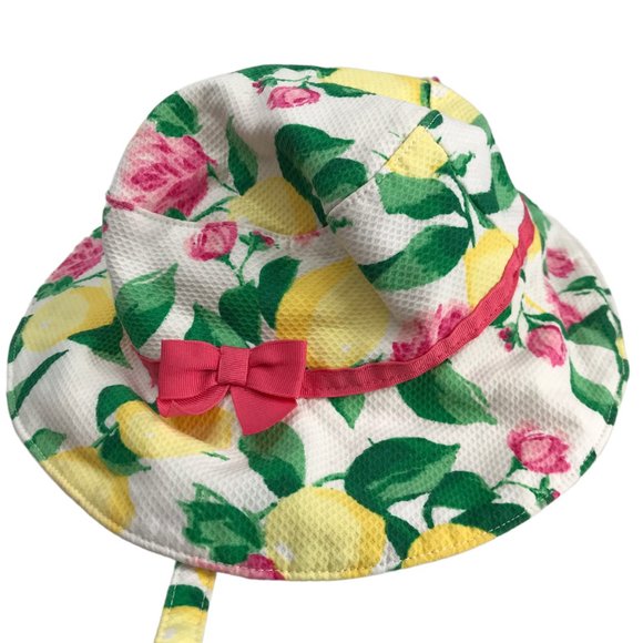 JANIE AND JACK Baby Hat Yellow Pink White Lemon Rose Floral Cute Sun Protection